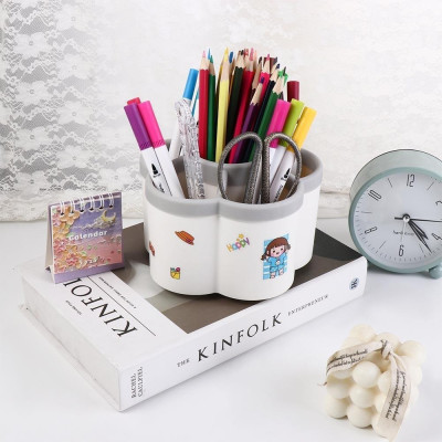 Khay đựng bút hình cánh hoa xoay 360 độ, hộp đựng dụng cụ học tập, đồ dùng văn phòng