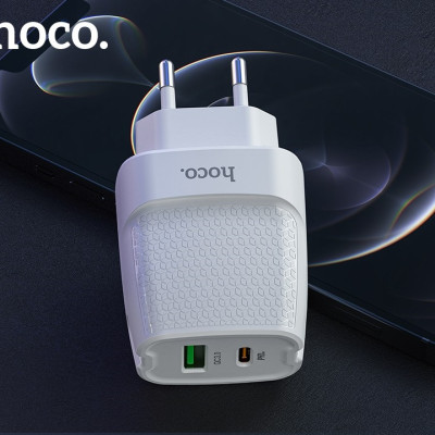Cốc Sạc Nhanh Hoco C85A Pd20W + Qc3.0 2 Cổng Sạc TypeC Và USB Hàng Chính Hãng