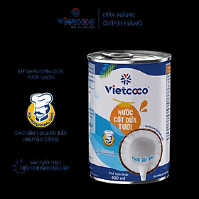 Nước cốt dừa tươi VIETCOCO 400ml, thơm, ngon, béo ngậy, chuẩn chính hãng 100%