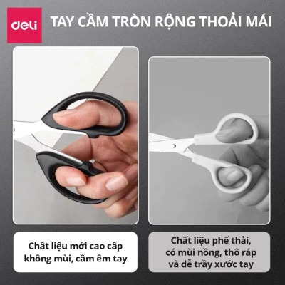 Kéo Văn Phòng Lưỡi Thép Không Gỉ Deli - Kéo Cắt Giấy Đa Năng Học Sinh Văn Phòng - Nhiều Kích Thước 16/17/18/21 CM