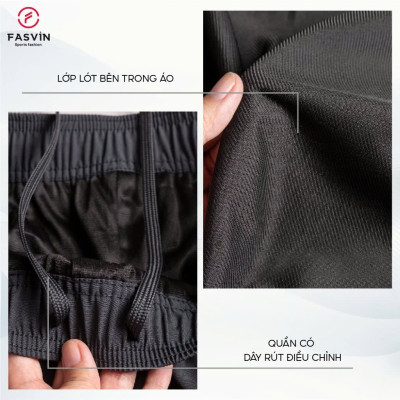 Bộ quần áo gió nam 2 lớp có mũ FASVIN BC24639.HN vải thể thao cao cấp lót vải thun hàng chính hãng