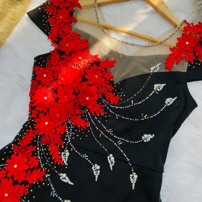 Đầm dự tiêc kết ren đỏ MS 2577