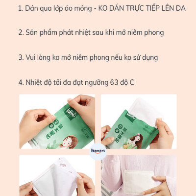 Miếng Dán Đau Bụng Kinh Hamart Dán Chườm Ấm Bụng Giữ Nhiệt Cơ Thể 3 Vị Thảo Dược Thiên Nhiên