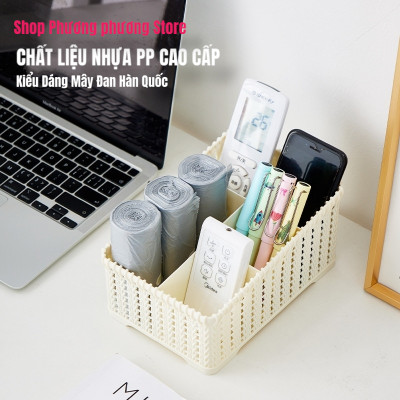 Khay đựng mỹ phẩm cao cấp nhiều ngăn kiểu dáng mây đan HÀN QUỐC ( Tặng vỉ dán tường )