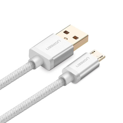 Ugreen UG30656US134TK 1.5M màu Trắng Cáp sạc truyền dữ liệu USB 2.0 sang MICRO USB đầu mạ vàng - HÀNG CHÍNH HÃNG