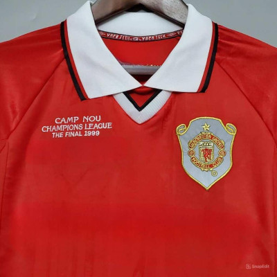 Áo Bóng Đá Retro Manchester United 1999 Dài Tay - Sân Nhà bản cao cấp vải Cotton Polyester