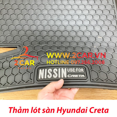 Thảm sàn, Thảm lót sàn xe Hyundai CRETA 2022 2023 cao su đúc, vân tổ ong, không mùi, MẪU NISSIN