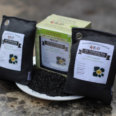 Túi hút ẩm than hoạt tính gáo dừa khử mùi và lọc không khí cho xe hơi chính hãng R2D (hộp 2 túi Lớn)