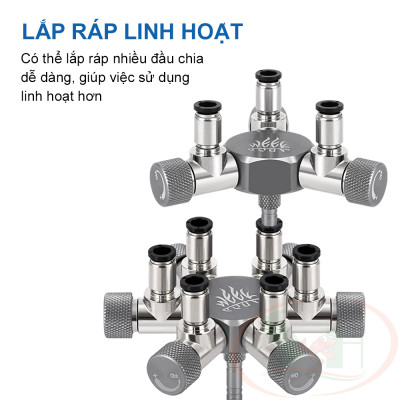 Van chia co2 Week Aqua Splitter 2 / 3 / 6 đầu van co2 bể thủy sinh cá tép cảnh