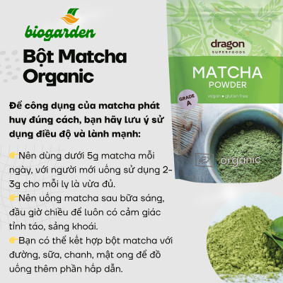 Bột matcha hữu cơ (hạng A) 100gr - Dragon Superfoods