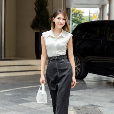 Chân váy suông ôm Alma thiết kế cao cấp WHITE CHIC