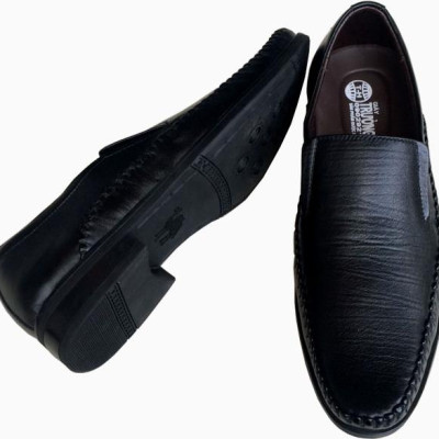 Giày tây nam không dây Trường Hải đen da bò cao cấp cao 3cm đế cao su GT100