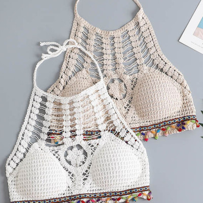 Áo bikini len móc đi biển cực xinh, sợi len cotton dai khỏe, thoáng mát, hàng đẹp, mẫu mới nhất, đồ bơi len nữ xinh xắn | BL003