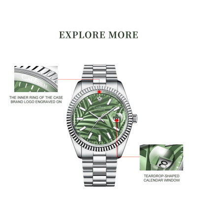 Đồng Hồ Nam Cadisen C8198M Chính Hãng Full Box Chống Nước Kính Chống Xước Dây Thép BH 2 Năm Máy Cơ