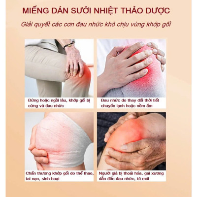 Gói 2 Miếng Dán Giữ Nhiệt Giảm Đau Nhức Khớp Gối Cơ Xương Khớp Đầu Gối Miếng Dán Sưởi Nhiệt Thảo Dược Văn Phòng