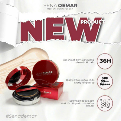 Cushion Beglow Senademar che phủ khuyết điểm giữ nền 36h chống nắng SPF 50, PA +++