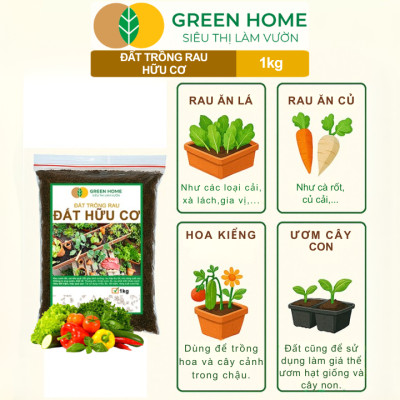 Đất Trồng Rau GreeHome, Sfarm, Bao 20dm3 (10kg), Hữu Cơ, Trộn Sẵn, Đầy Đủ Dinh Dưỡng Cho Rau, Củ