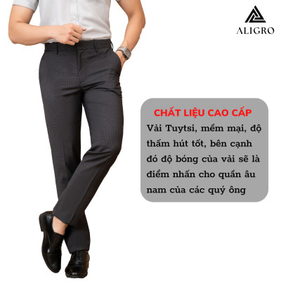 Quần âu nam ALIGRO màu navy chấm trắng form chuẩn slimfit, vải cotton cao cấp cực tôn dáng, lịch sự ALGO1028
