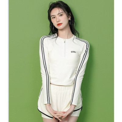 Bộ đồ bơi nữ kéo khoá ,áo tắm biển dài tay quần short chất thun lạnh xịn xò