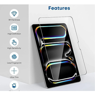 Miếng dán màn hình kính cường lực cho iPad Pro 13 inch M4 2024 , iPad Pro 11 inch M4 2024 , iPad A16 , Air 11 2025 , Air 13 2025 hiệu Pro Glass (mỏng 0.2 mm, vát cạnh 2.5D, chống trầy, chống va đập - hàng nhập khẩu