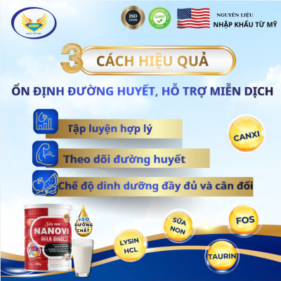 COMBO Mua 2 Tặng 1 Sữa non Nanovi Diabest 900g - Chuyên Biệt Dành Cho Người Tiểu Đường và tặng kèm 1 hộp Thực Dưỡng 900g