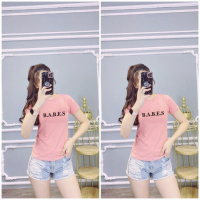 Áo thun nữ MXM cổ tròn in chữ B.A.B.E.S form ôm body thun cotton 4 chiều từ 40-52kg ( ANU006 )