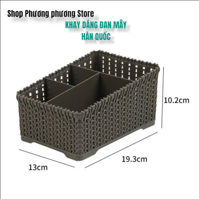 Khay đựng mỹ phẩm cao cấp nhiều ngăn kiểu dáng mây đan HÀN QUỐC ( Tặng vỉ dán tường )