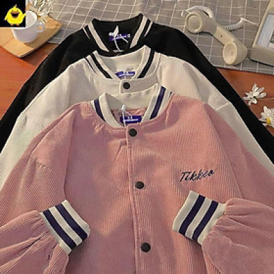  Áo khoác Bomber Nhung Gân Tikkeo Thêu Sắc Nét Đẹp Xinh - Chất Nhung Thoáng Mát Form rộng Unisex Nam Nữ Couple