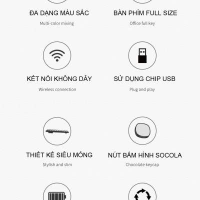 Combo bàn phím chuột không dây MOFII 666 thiết kế hiện đại đa dạng màu sắc kết nối bằng chip USB 2.4GHz - HÀNG CHÍNH HÃNG 