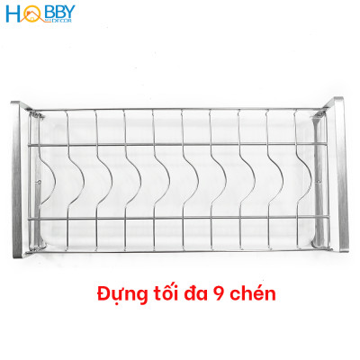 Kệ úp chén 9 ngăn có khay nhựa nhỏ gọn Inox 304 Hobby Home Decor KUC9