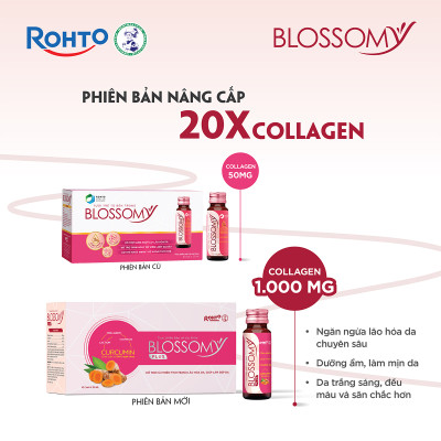Nước uống collagen giúp sáng da, dạ dày khỏe Blossomy lốc 10 chai x 50ml