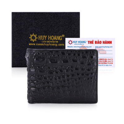 HJ2201-02-03-40 - Ví nam Huy Hoàng da cá sấu gai bụng màu đen, nâu đỏ, vàng bò, nâu đất