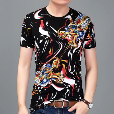 Áo Phông Nam Cổ Tròn Có Tay Họa Tiết Rồng Triều Fancy ( Mã AN02)