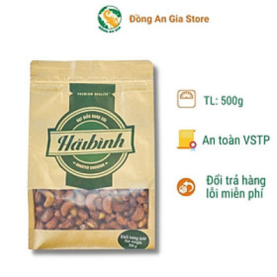 Hạt điều rang củi gói Zipper giấy Hải Bình 500g