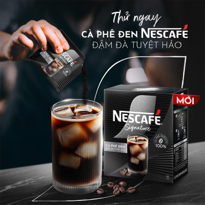 [Tặng 01 Khăn tắm NESCAFÉ Signature] Combo 2 hộp Cà phê đen hòa tan NESCAFÉ Signature Hộp 10 gói ĐẬM ĐÀ TUYỆT HẢO