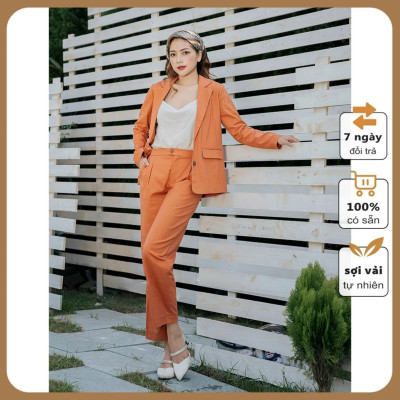 Áo Vest nữ chất linen mềm mịn, cổ xẻ kiểu