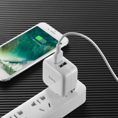 Củ sạc Nhanh Fast Charging -2 Cổng USB 2A Hoco C54  + Tặng Iring Khay - Chính Hãng 