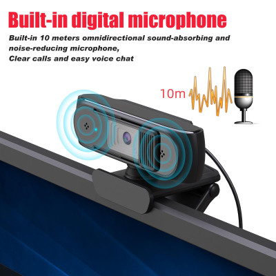 HXSJ S2 USB Webcam 2.5K FHD PC 5MP Webcam with AF Light Correction and Dual Mics for Video, Teaching with Privacy Cover