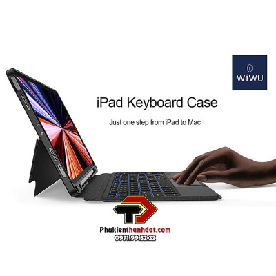 Bao da bàn phím kèm TrackPad cho iPad Air 6 11 inch M2 chính hãng WIWU Mag Touch IPad Keyboard, có thể tháo rời, có đèn LED - Hàng chính hãng 