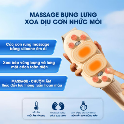 Đai Chườm Nóng - Máy Massage Giảm Đau Bụng Kinh BUMAS BU01 - Hỗ Trợ Chống Lão Hoá Da Sau Sinh