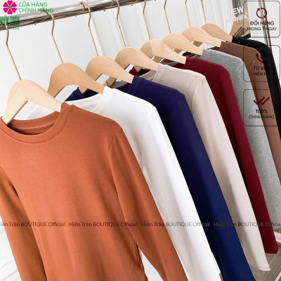 Áo thun nữ croptop Hiền Trần BOUTIQUE chất cotton bozip cao cấp mặc thu đông A11- Cổ Tròn - Women Dáng Ngắn