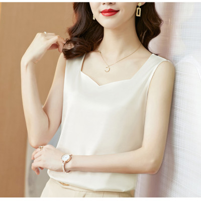 Áo hai dây cổ lục giác cao cấp mặc trong áo blazer, chất lụa satin mịn, mát - AO0038