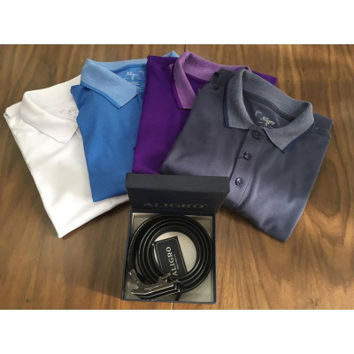 Áo phông polo nam trơn màu tím aligro ALGPLO27