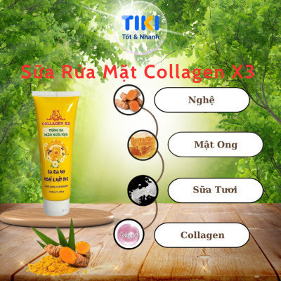 Sữa Rửa Mặt Collagen X3 Sữa Rửa Mặt Nghệ Mật Ong Sạch Sâu Dưỡng Trắng Da Đông Anh Chính Hãng100ml