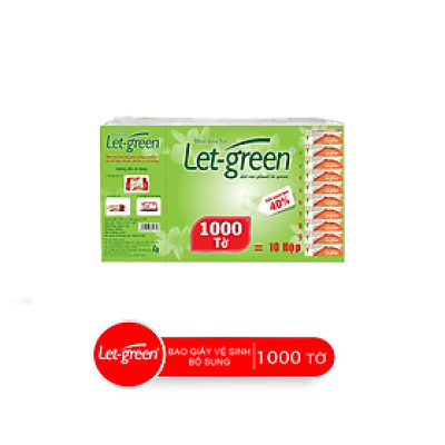 Bao Bổ Sung Khăn Giấy Vệ Sinh Đa Năng 18*21cm LET-GREEN, 1000 Tờ/Bao