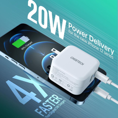 Bộ Củ Sạc Nhanh CHOETECH 38W PD5002 Và Cáp Type C to C 60W Dài 1.8M CC0005-SR Cho iPhone 15, iP16, Cho Samsung- Hàng Chính Hãng