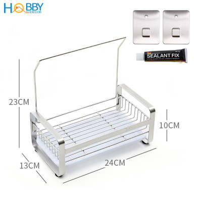 Kệ đựng đồ dùng rửa chén có treo khăn dán tường Hobby home decor KRC4