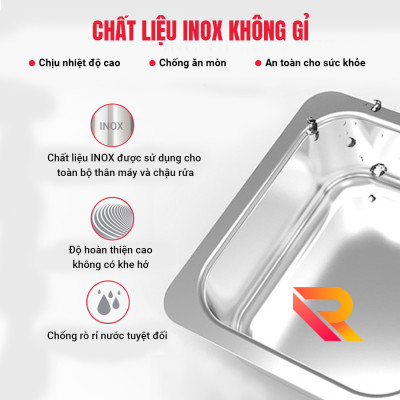 Máy rửa chén siêu âm công nghiệp nhà xưởng căng tin trường học Rama RB1500 dung tích 234L - Hàng chính hãng