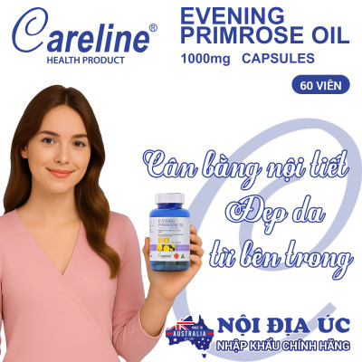 Evening Primrose Oil 1000mg Careline hộp 60 viên dầu hoa anh thảo Úc đẹp da cân bằng nội tiết tố nữ