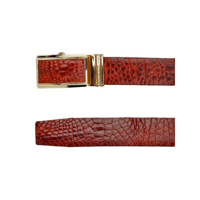 HP4830 - Dây nịt nam da cá sấu Huy Hoàng gai bụng 3,5P màu nâu đỏ